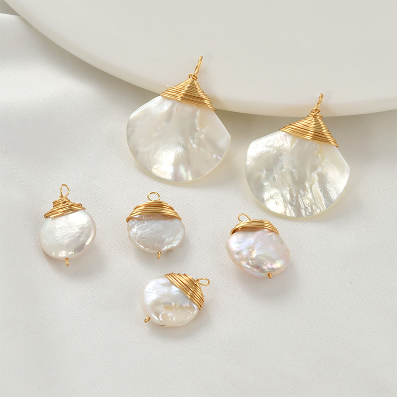 Pearl Stud Earrings - 1pc Brass Charms Gold Color Wire