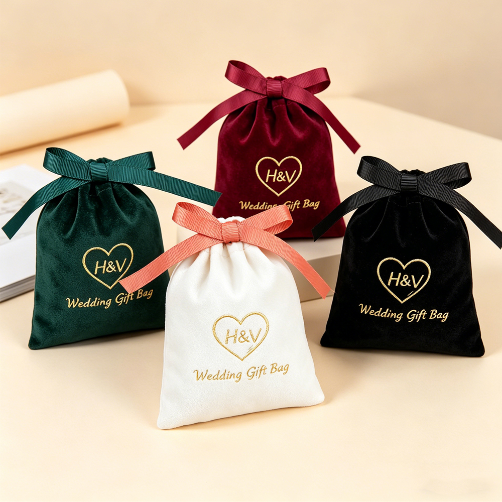 Jewelry Essentials Watches - 50Pcs Flannel Velvet Canvas Drawstring Pouches