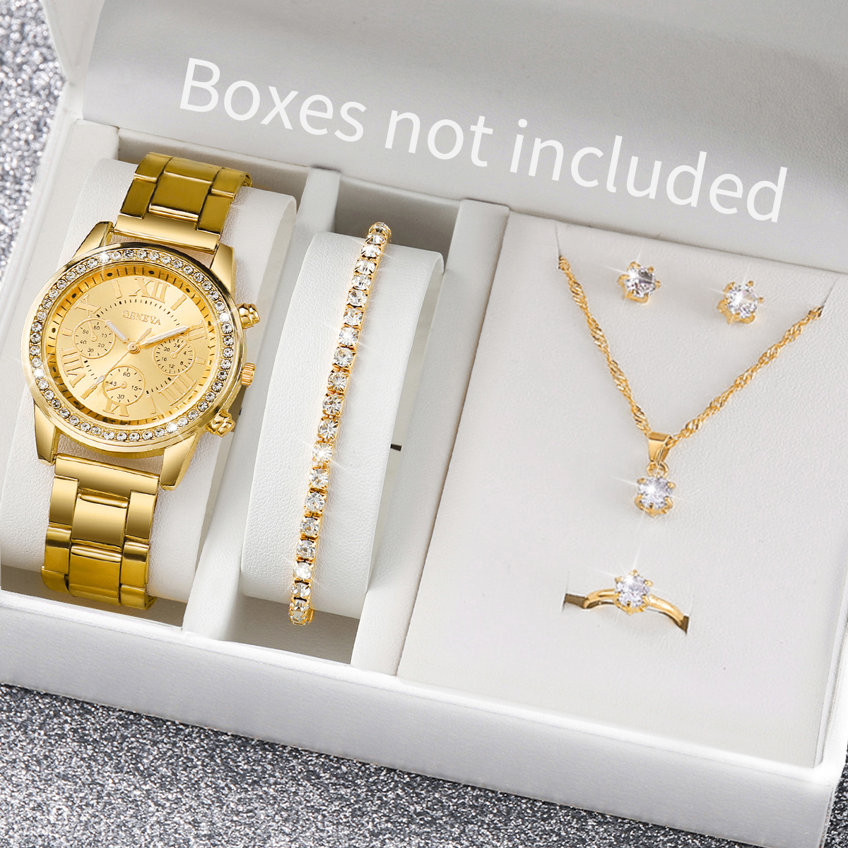 Jewelry Box Watches Bracelets - 6PCS/Set Fashion Women's Quartz Watches Rhinestone