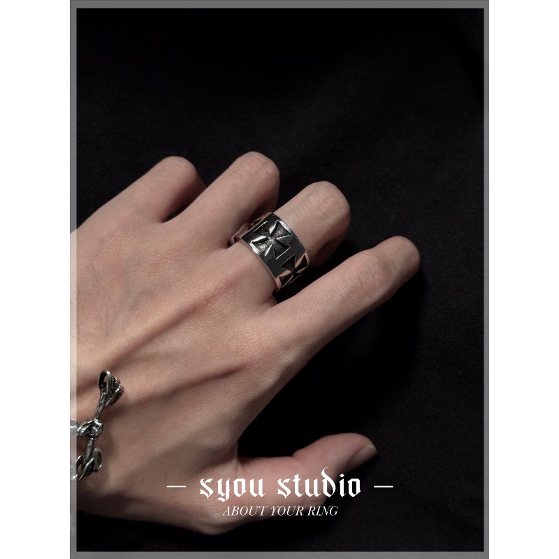 Retro Ring Cross Titanium Stee - Titanium Steel Ring ulasan dan harga