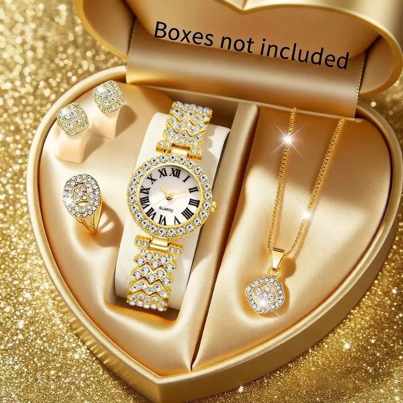 5PCS Luxury Rhinestone Women's - Jewelry Box Watches Bracelets ulasan dan harga