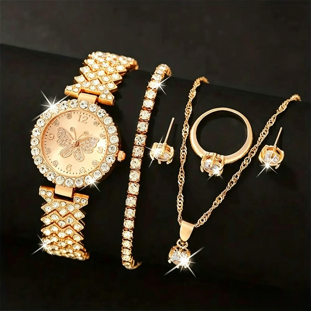 6PCS/Set Luxury Rhinestone But - Mystery Jewelry Jar Watches ulasan dan harga