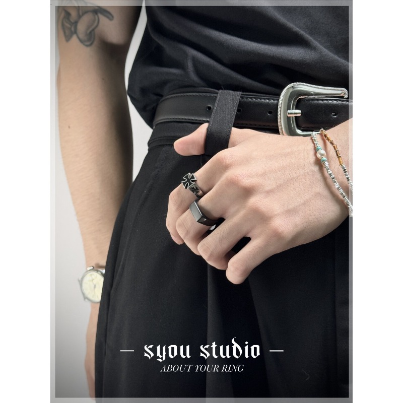 Punk Personality Iron Small Cr - Titanium Steel Ring ulasan dan harga