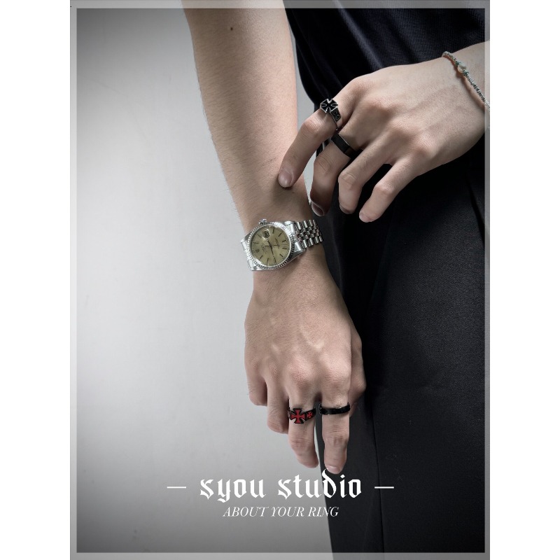 Punk Personality Iron Small Cr - Titanium Steel Ring ulasan dan harga