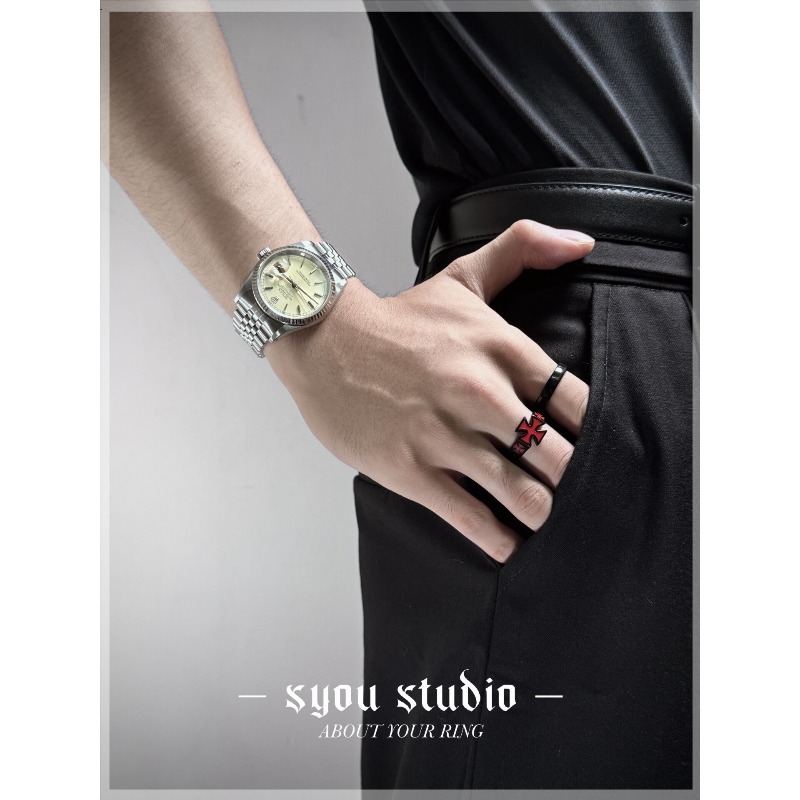 Punk Personality Iron Small Cr - Titanium Steel Ring ulasan dan harga
