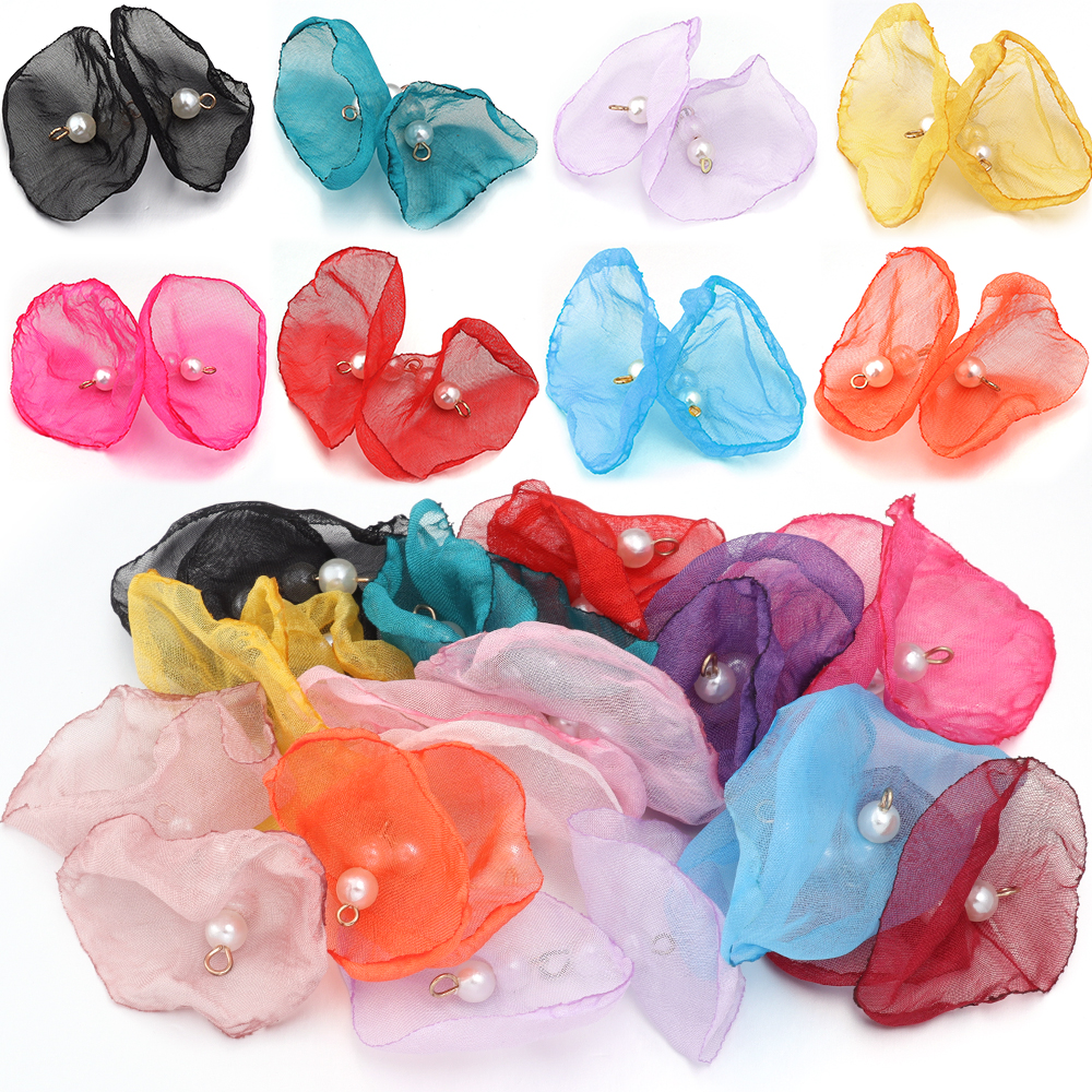 10pcs/lot Sweet Pearl Gauze Ch - Pearl Stud Earrings ulasan dan harga