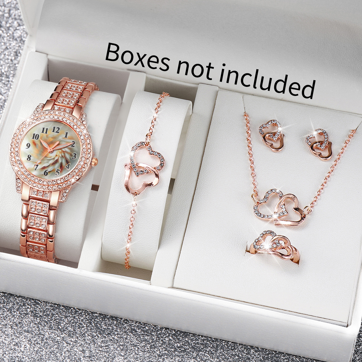 6PCS Luxury Rhinestone Women Q - Mystery Jewelry Jar Watches ulasan dan harga