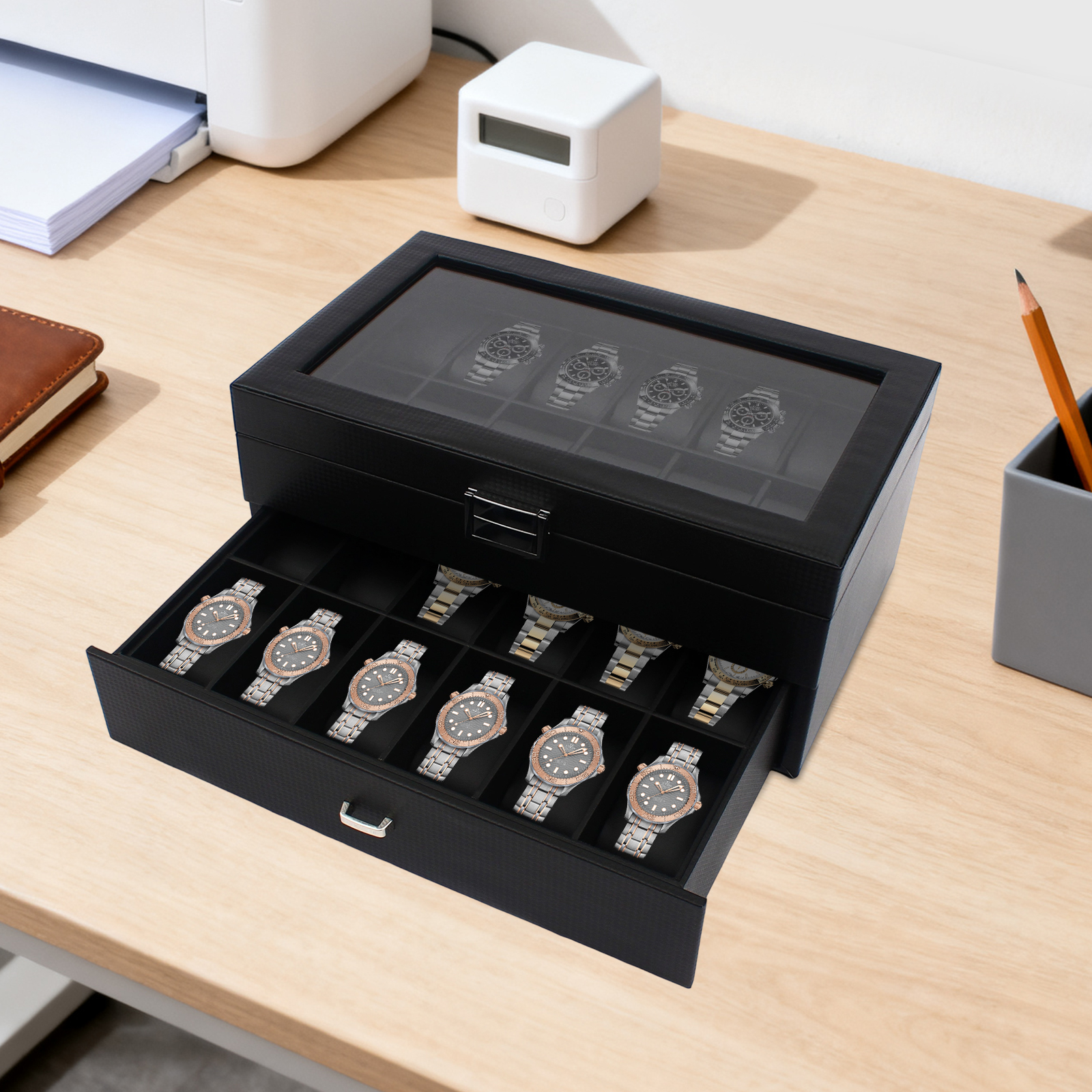 24 Slot Watch Storage Box Disp - Jewelry And Watches Box ulasan dan harga