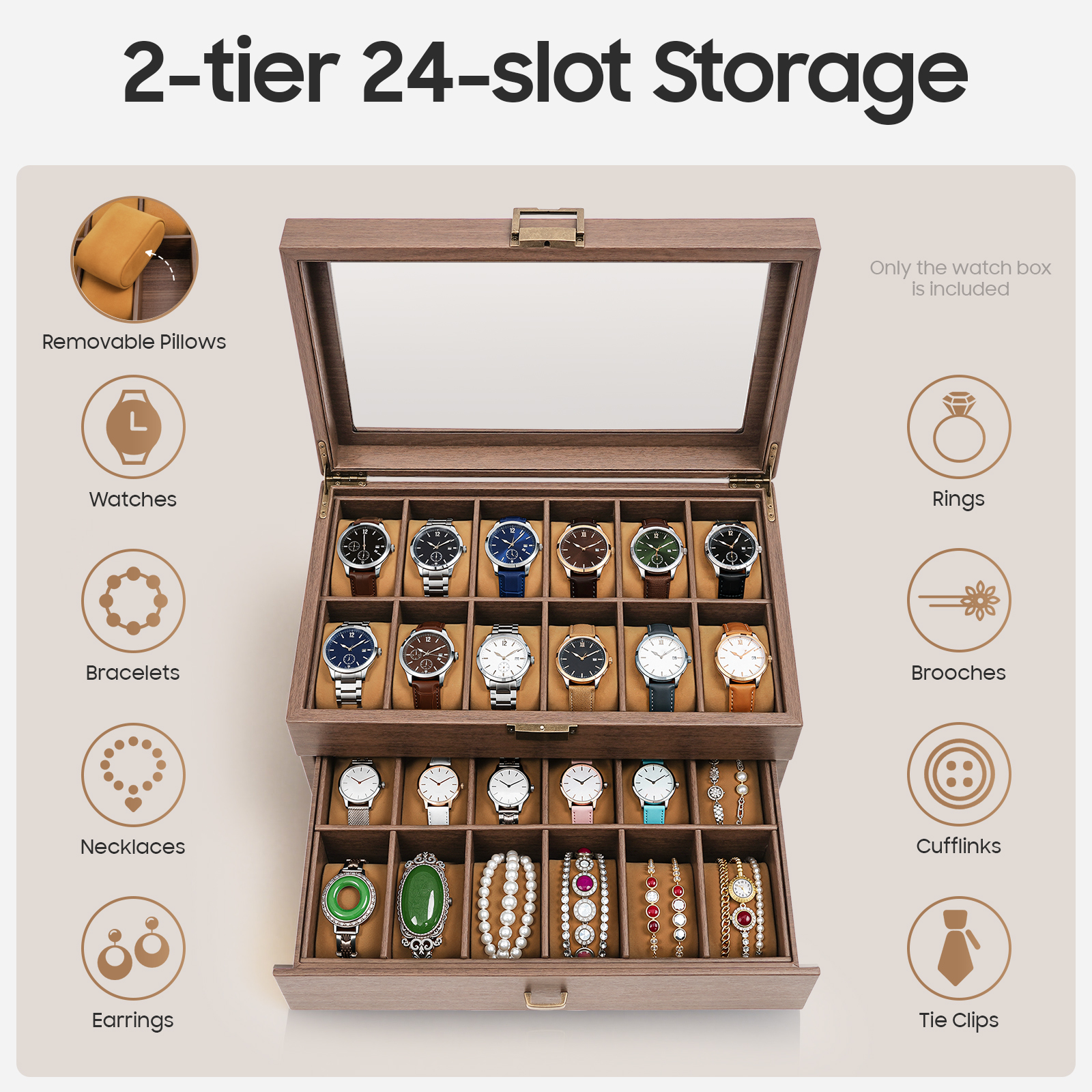 Mens Watch Box 24 Slots Watch  - Jewelry Store Mens Watches ulasan dan harga
