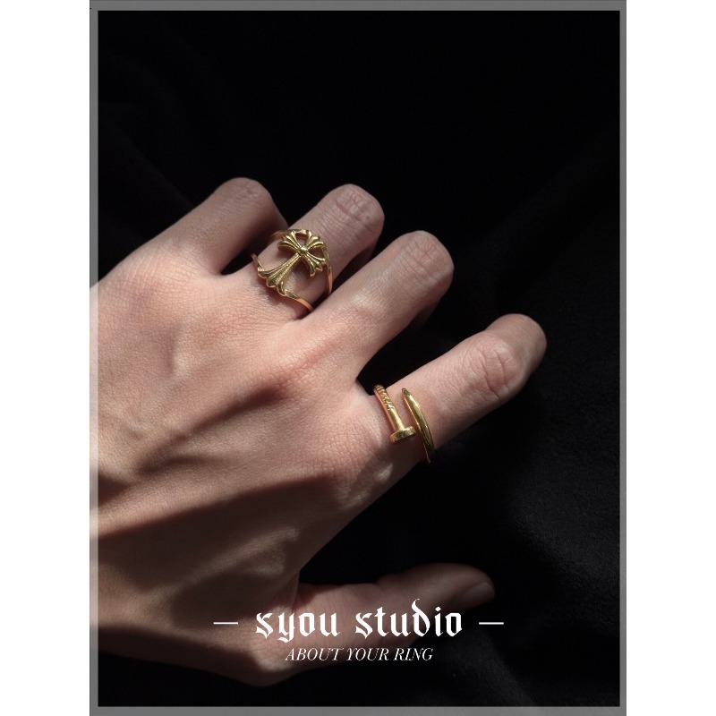 Retro Hollow Cross Flower Tita - Titanium Steel Ring ulasan dan harga
