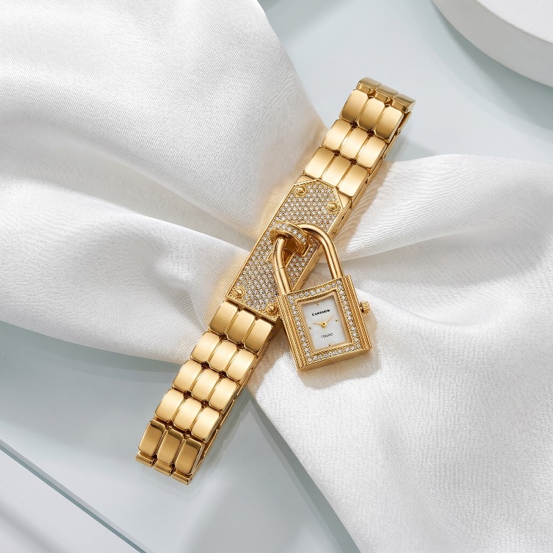 Gold Lock-Shaped Women's Watch - Mystery Jewelry Jar Watches ulasan dan harga