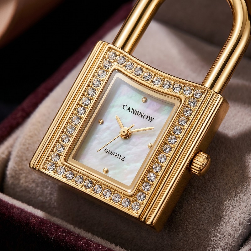 Gold Lock-Shaped Women's Watch - Mystery Jewelry Jar Watches ulasan dan harga