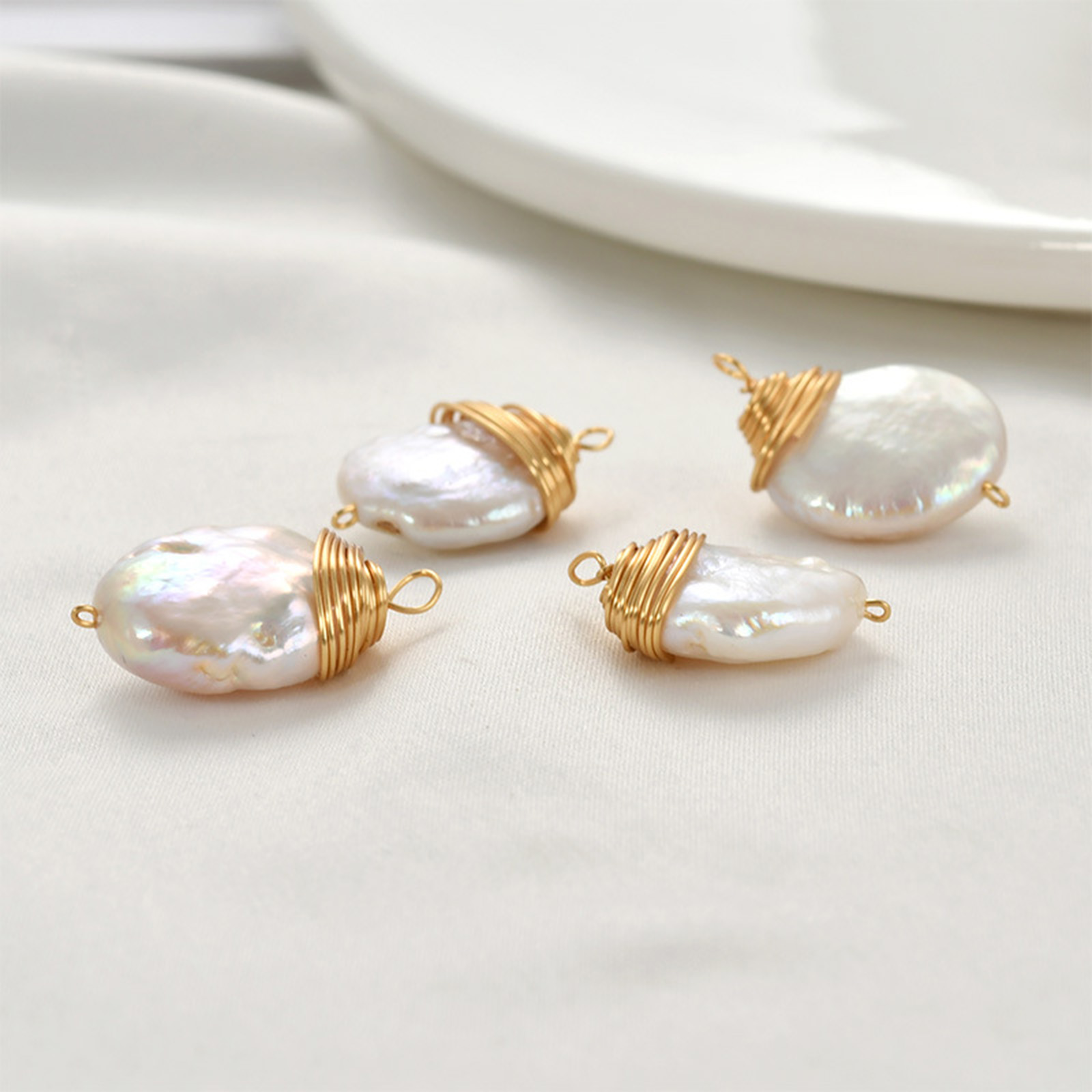 1pc Brass Charms Gold Color Wi - Pearl Stud Earrings ulasan dan harga