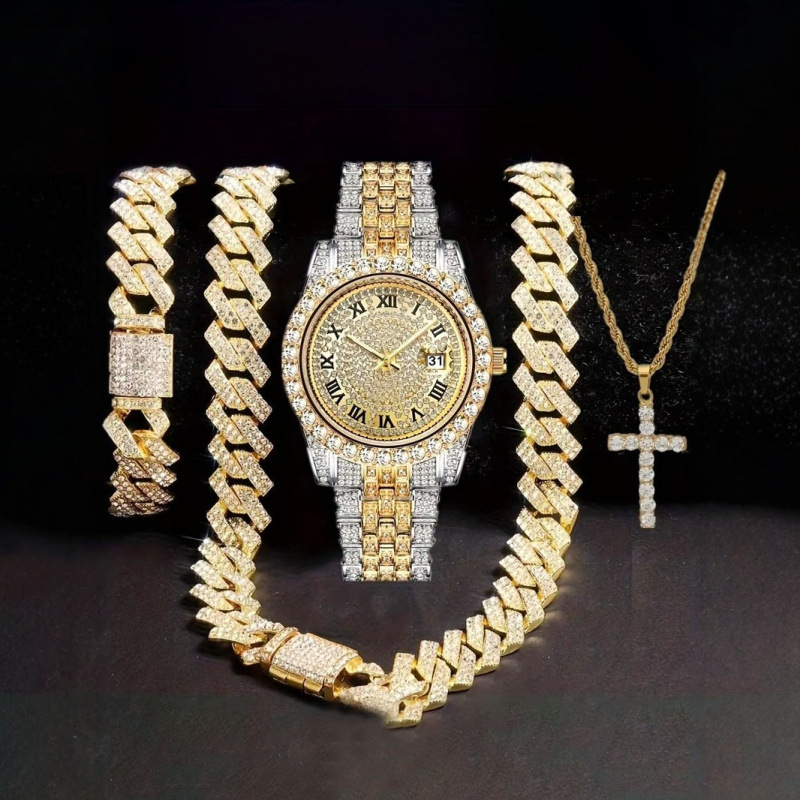 4-in-1 Hip Hop Jewelry Set for - Mystery Jewelry Jar Watches ulasan dan harga