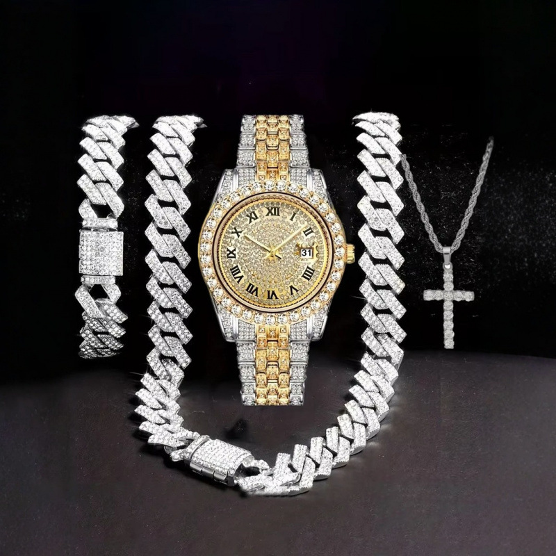 4-in-1 Hip Hop Jewelry Set for - Mystery Jewelry Jar Watches ulasan dan harga