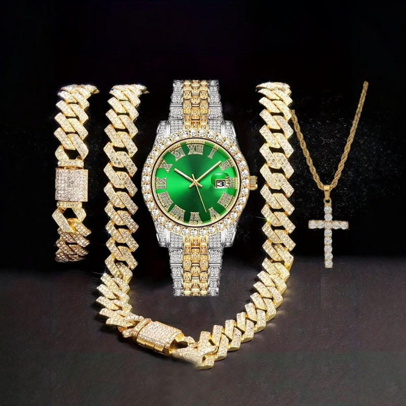 4-in-1 Hip Hop Jewelry Set for - Mystery Jewelry Jar Watches ulasan dan harga