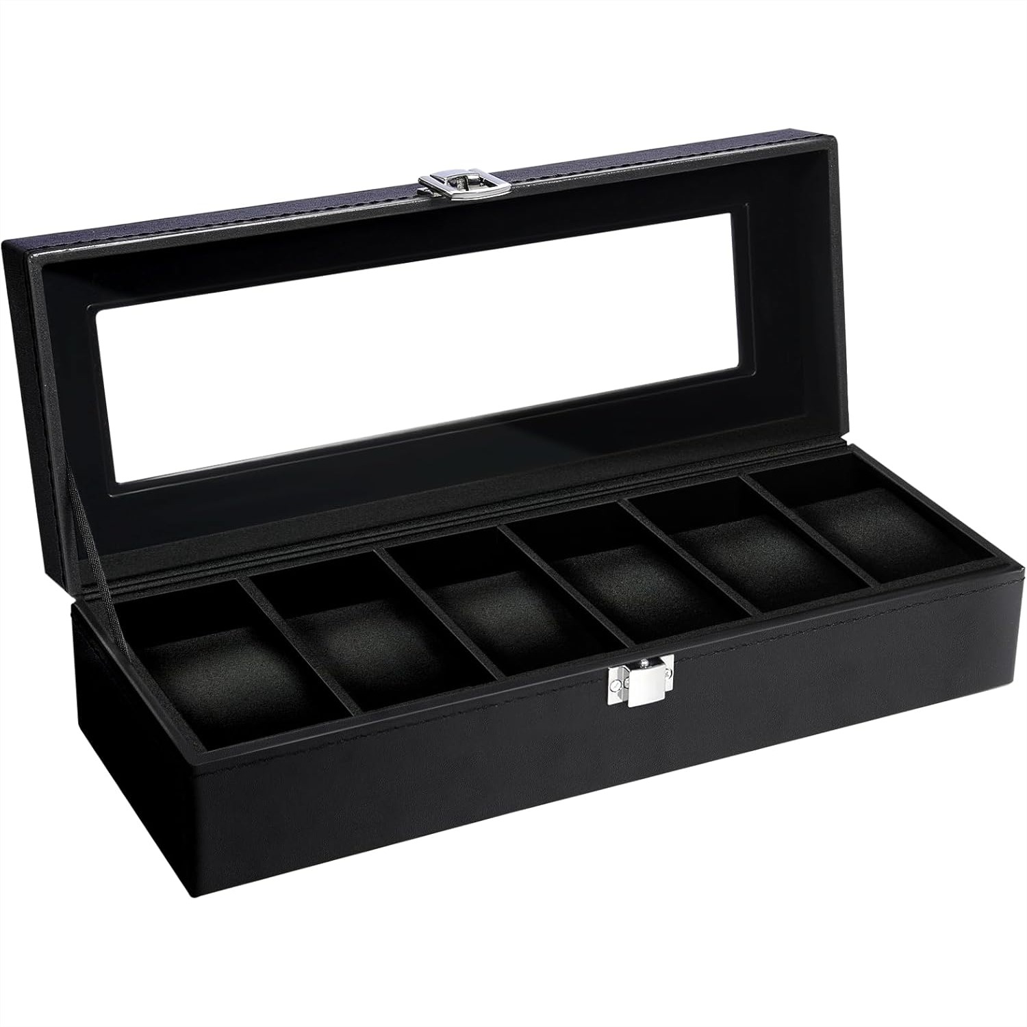 6 Slot Watch Box with Glass Li - Jewelry And Watches Box ulasan dan harga