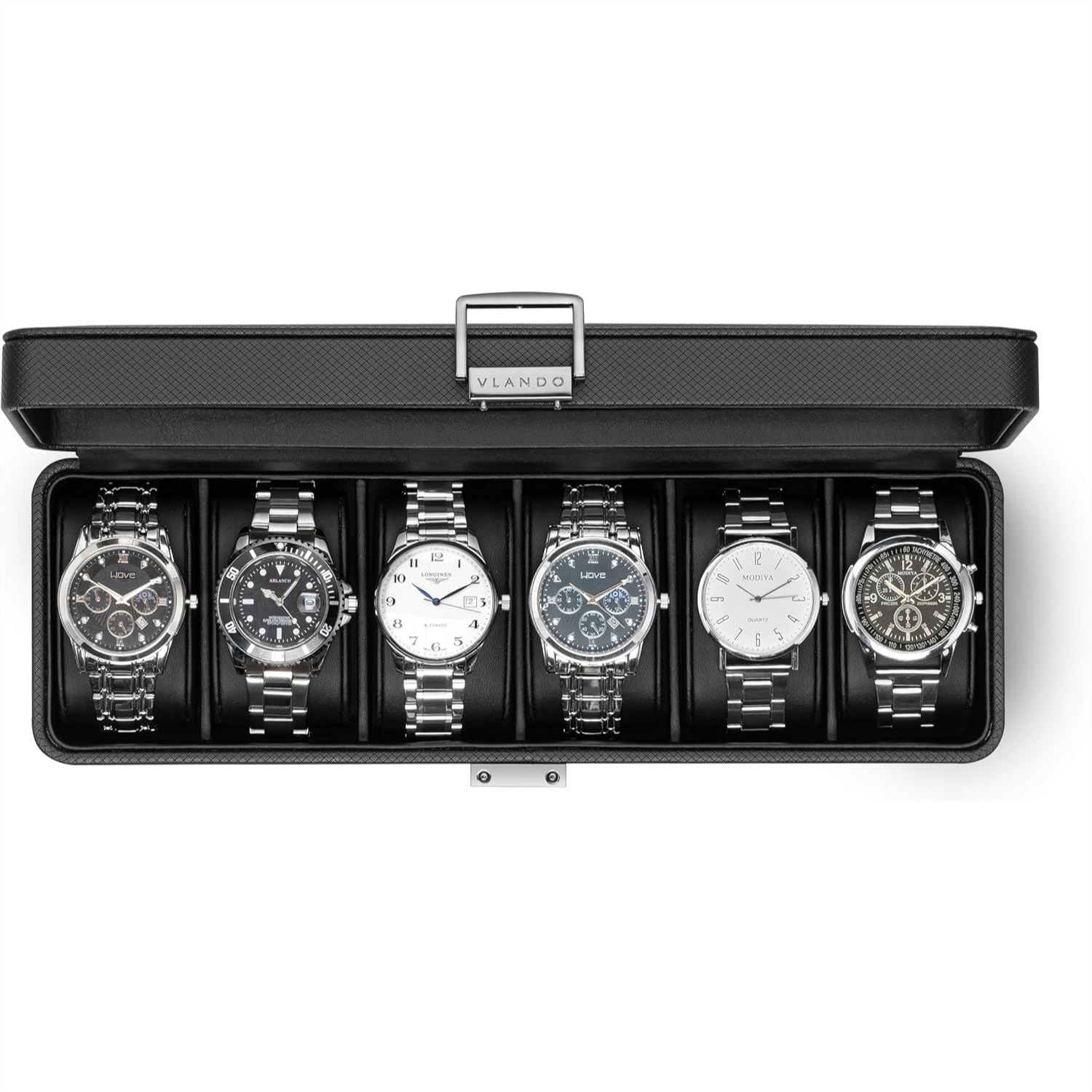6-Slot Watch Case with Glass L - Jewelry And Watches Box ulasan dan harga
