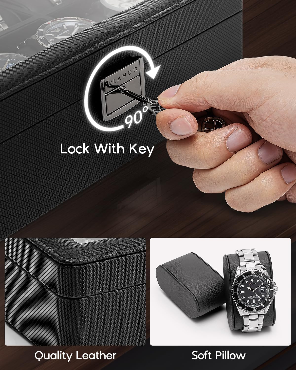 6-Slot Watch Case with Glass L - Jewelry And Watches Box ulasan dan harga