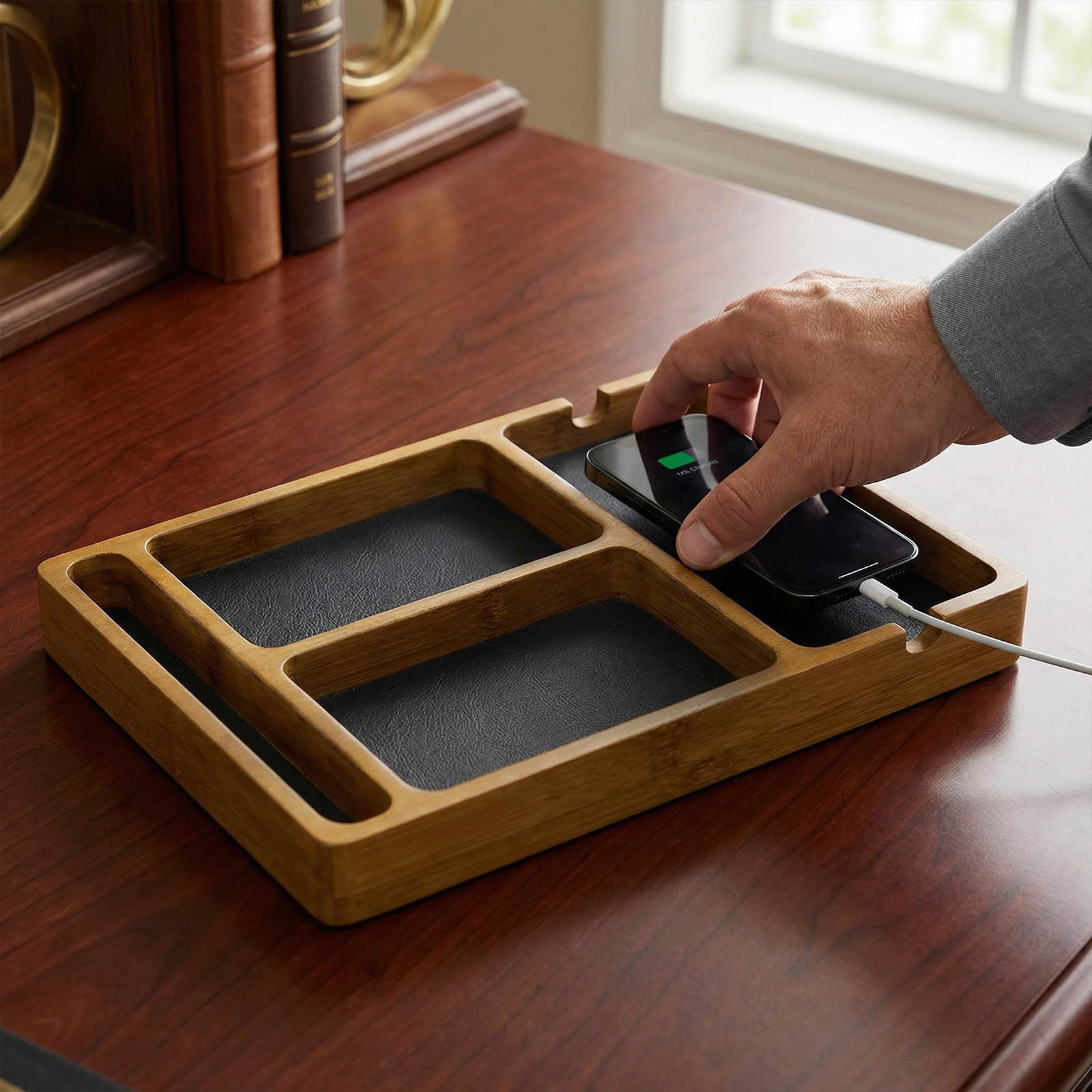 Wooden Valet Tray for Men Wome - Jewelry Store Mens Watches ulasan dan harga