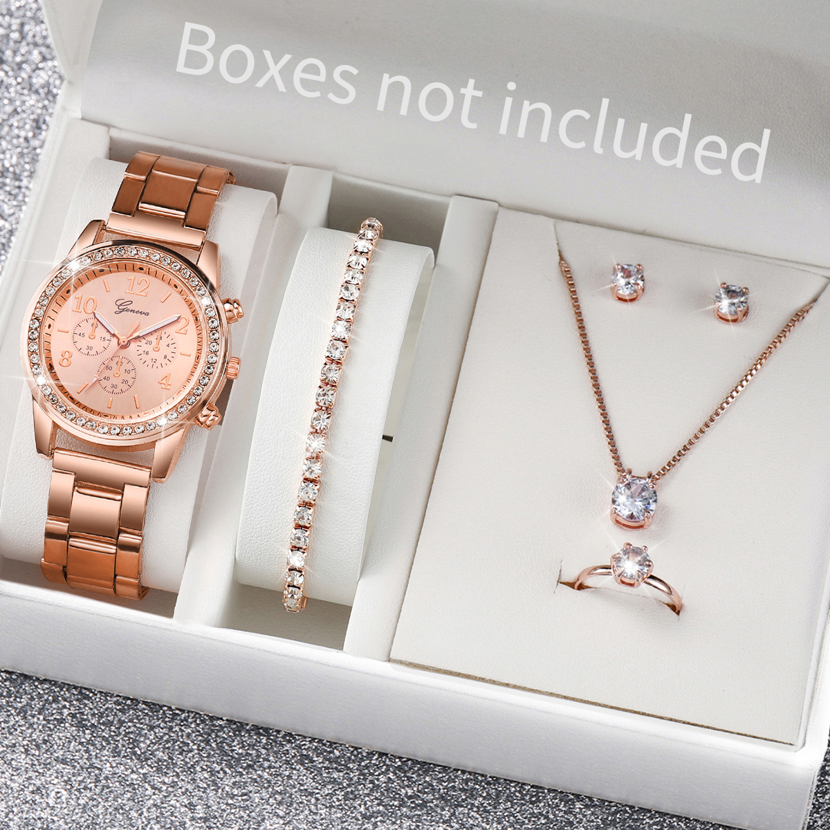 6PCS/Set Fashion Women's Quart - Jewelry Box Watches Bracelets ulasan dan harga