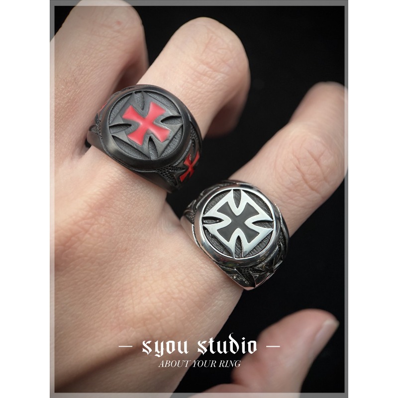 Punk Iron Cross Titanium Steel - Titanium Steel Ring ulasan dan harga