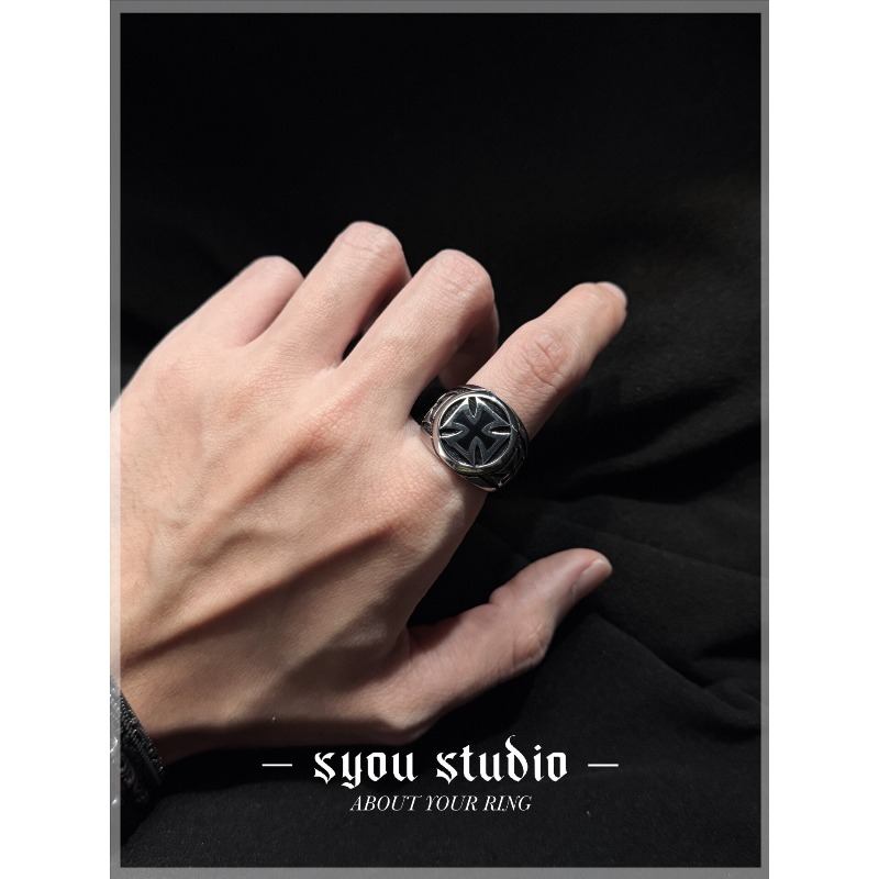 Punk Iron Cross Titanium Steel - Titanium Steel Ring ulasan dan harga