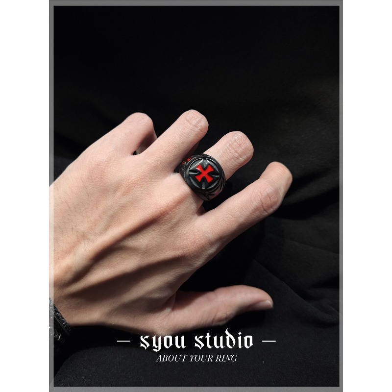 Punk Iron Cross Titanium Steel - Titanium Steel Ring ulasan dan harga