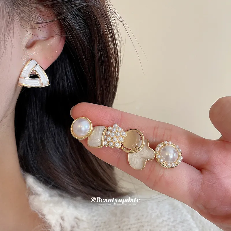 2026 Silver Needle Dripping Oi - Pearl Stud Earrings ulasan dan harga