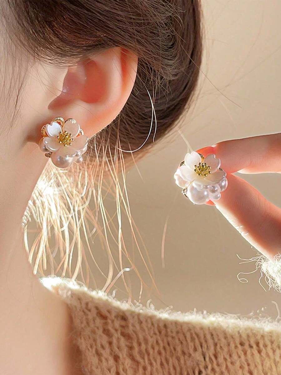 Topshiny 1 Pair Fashion New Pe - Pearl Stud Earrings ulasan dan harga