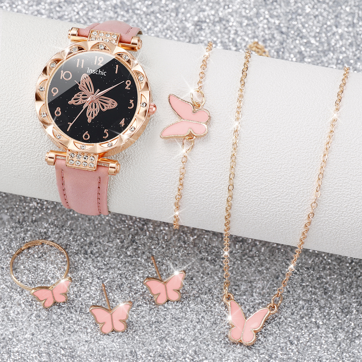 6PCS/Set Fashion Butterfly Dia - Jewelry Box Watches Bracelets ulasan dan harga