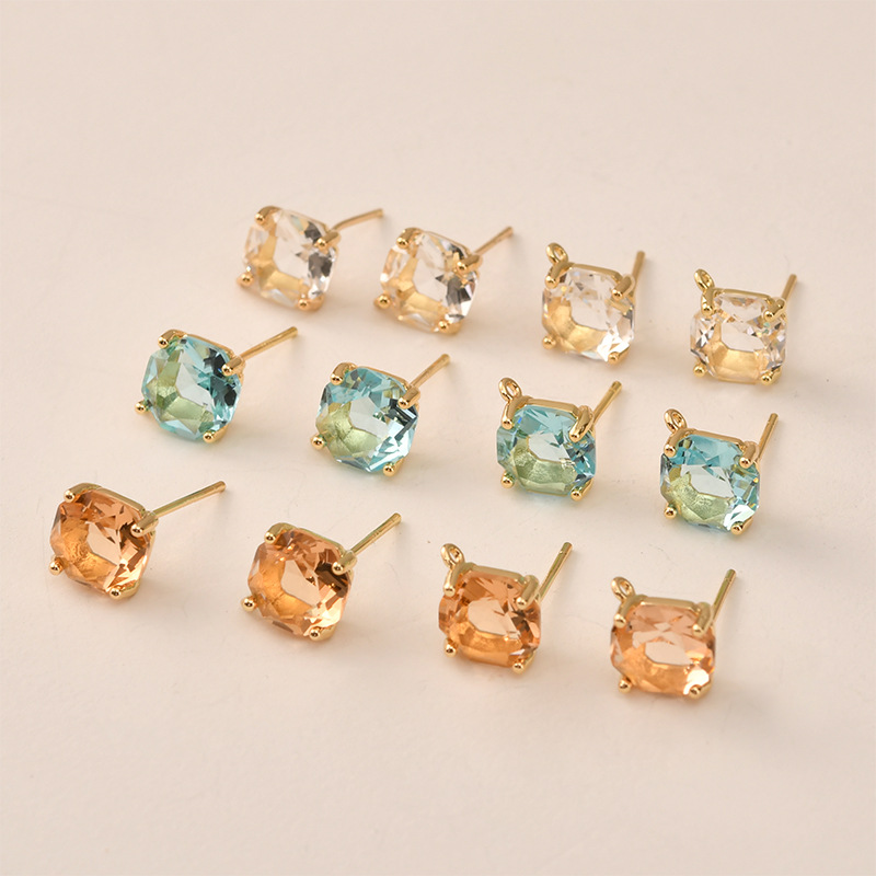 10pair Colors Faceted Square G - Pearl Stud Earrings ulasan dan harga