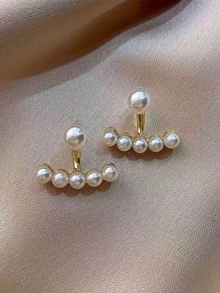 1pair Minimalist Heart Pearl S - Pearl Stud Earrings ulasan dan harga