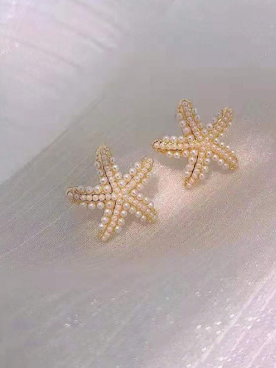1 pair women's seaside beach s - Pearl Stud Earrings ulasan dan harga