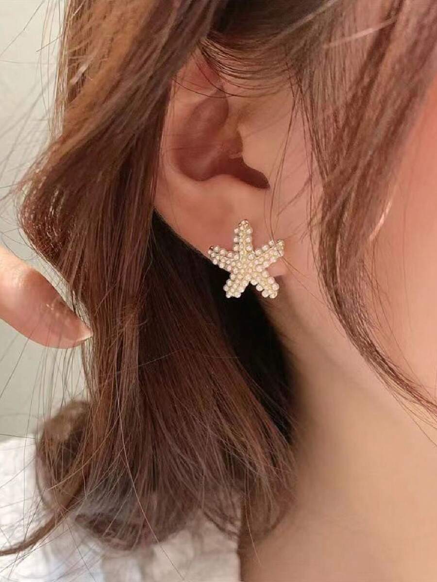 1 pair women's seaside beach s - Pearl Stud Earrings ulasan dan harga